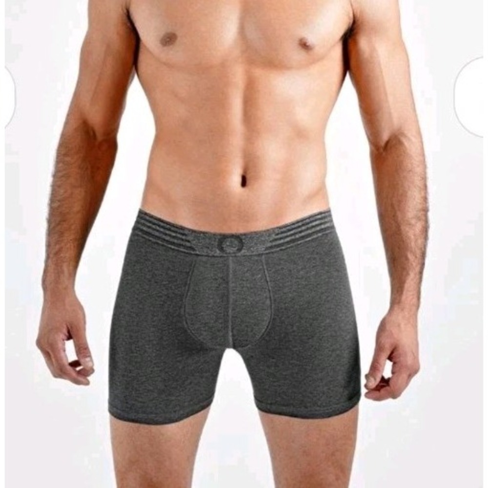 Rounderbum Padded Boxer Brief + Smart Package Cup Men's Size Medium Gray
